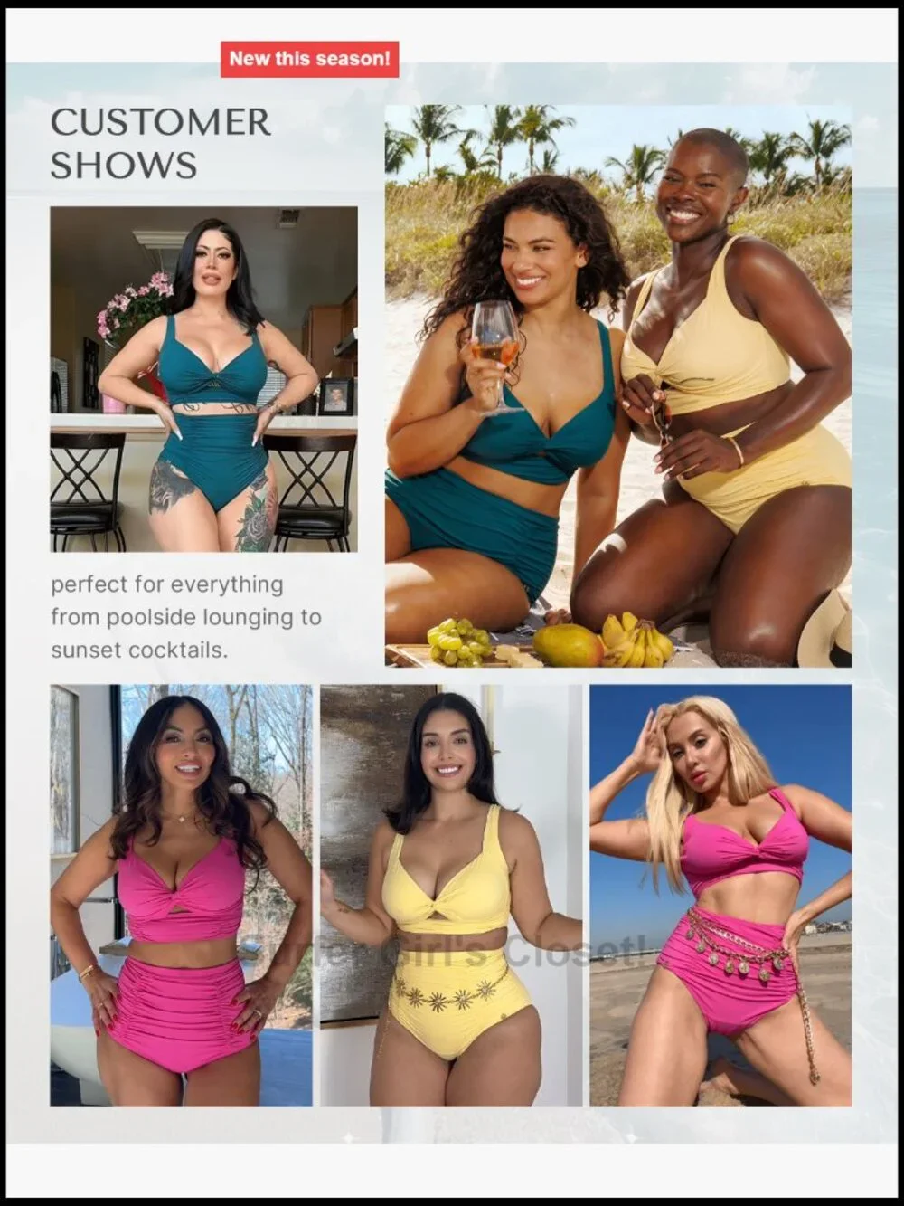 High Waisted Tummy Control Bikini Set Twist Front Ruched Bathing Suit